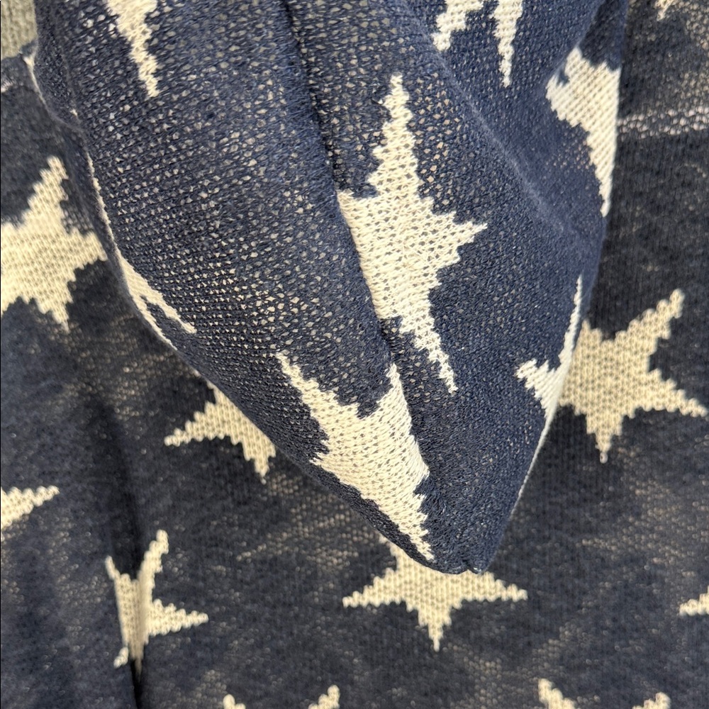 Vintage Havana Star Sheer Hooded Knit Pullover - Navy & Cream Small - Picture 8 of 14